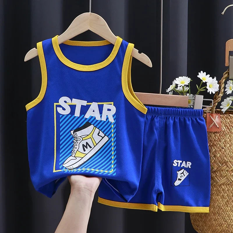 Summer Kids Basketball Jersey and Shorts Set