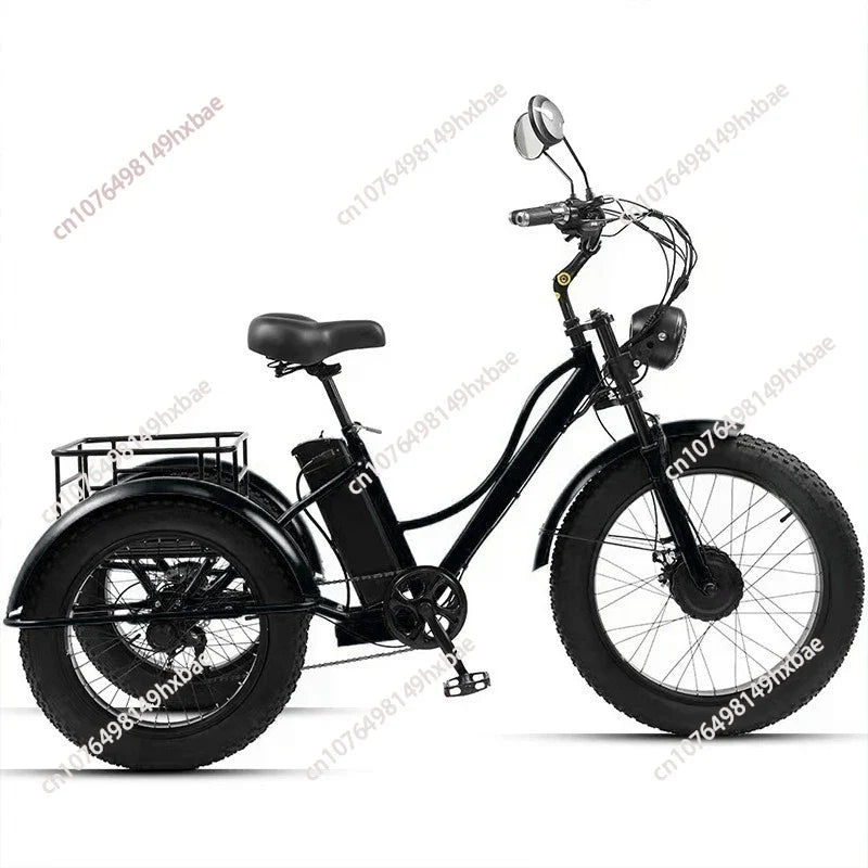 Electric Bike For Man 24-Inch 750W 48V Three Wheeled Electric Vehicle Fat Tire Pedal Powerful Electric Tricycle For Adults Elder