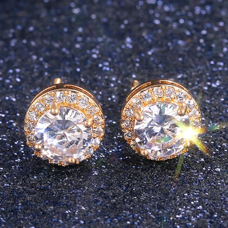 Huitan AAA CZ Stud Earrings for Women | Romantic Elegant Cubic Zirconia Jewelry in 7 Colors