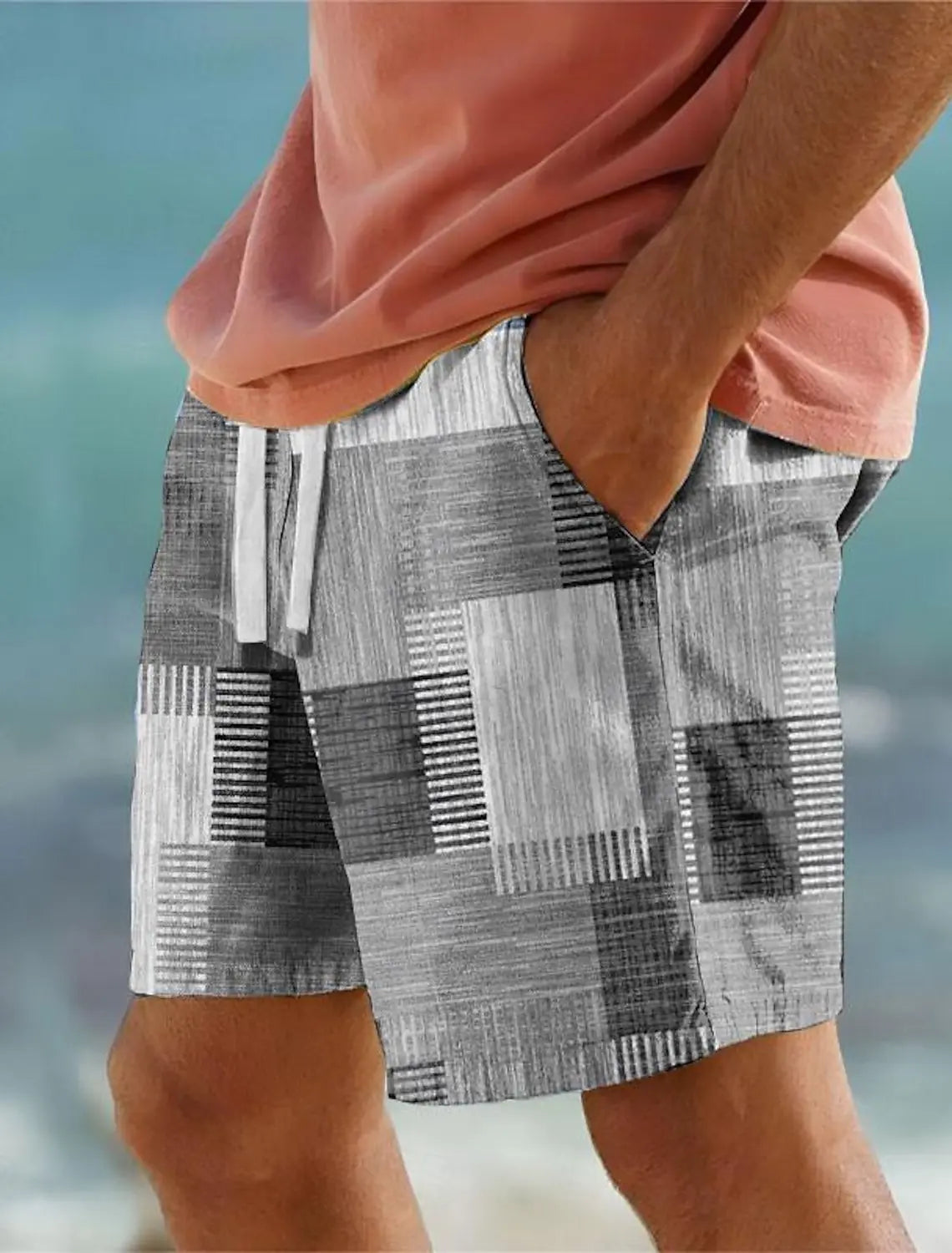 Trendy Plaid Board Shorts with 3D Print