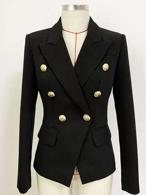 CHAQUETA DE ALTA CALIDAD Nuevo Modelo 2024 Chaqueta de diseñador para mujer Clásica cruzada con botones de león de metal Blazer Tallas S-5XL
