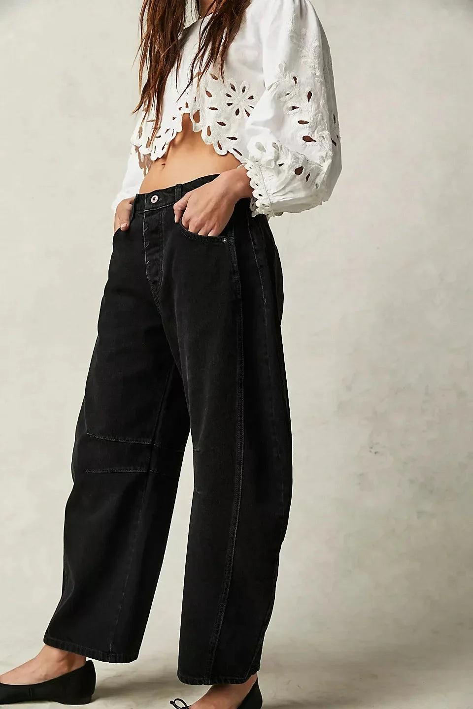 Pantalones vaqueros de mujer de talle alto con cintura elástica