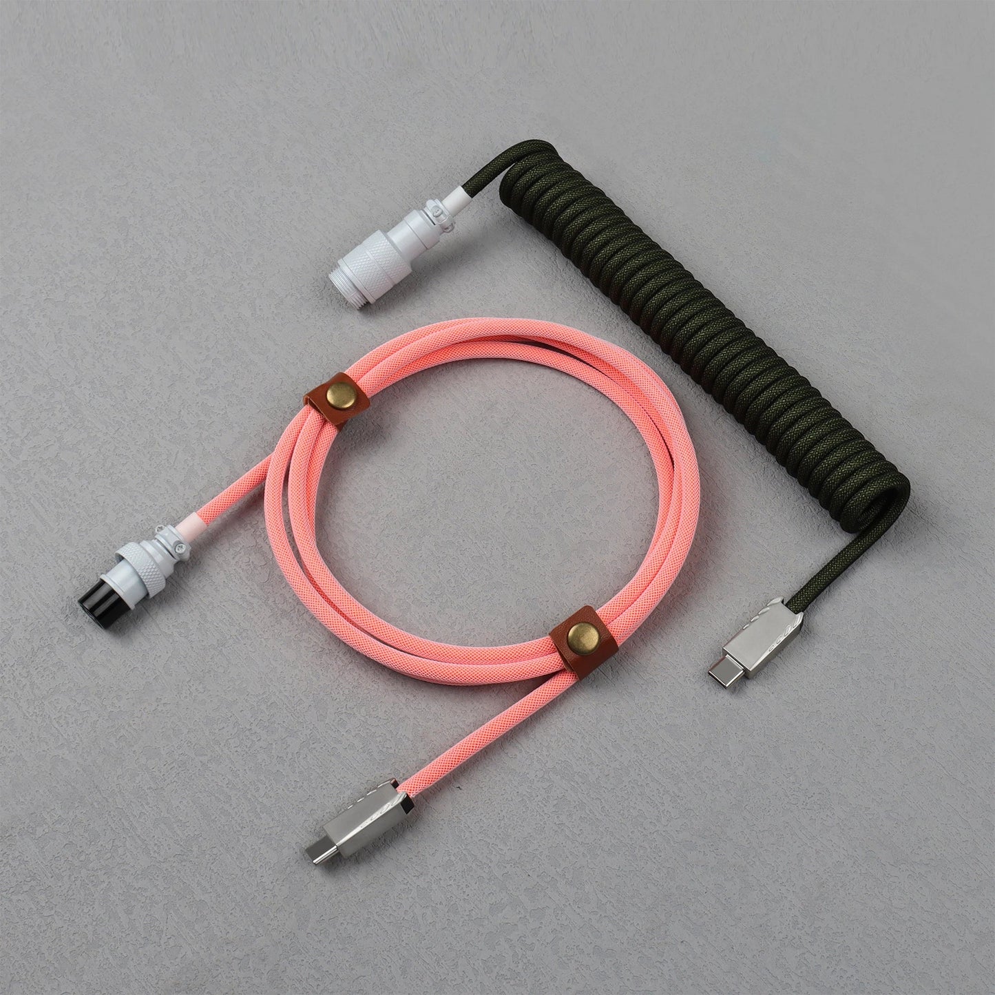 【LANO】Coiled Cable Braided Double-Sleeved Mechanical Keyboard detachable connector use Type-C to C Cable for Mechanical Keyboard