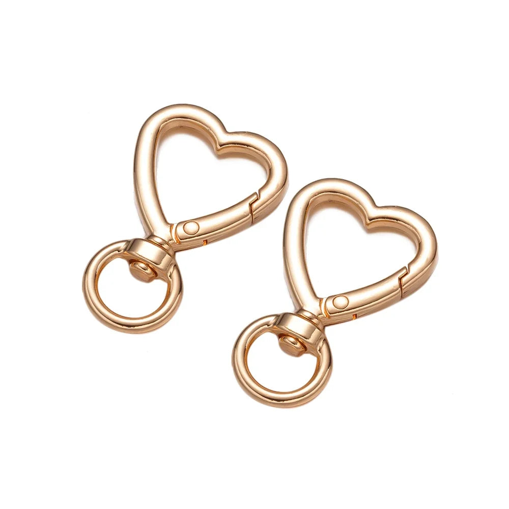 5Pcs Heart Shape Rotation Alloy Lobster Spring Clasps Openable Key Ring Hook Carabiner Connector Dog Chain Buckles DIY Jewelry