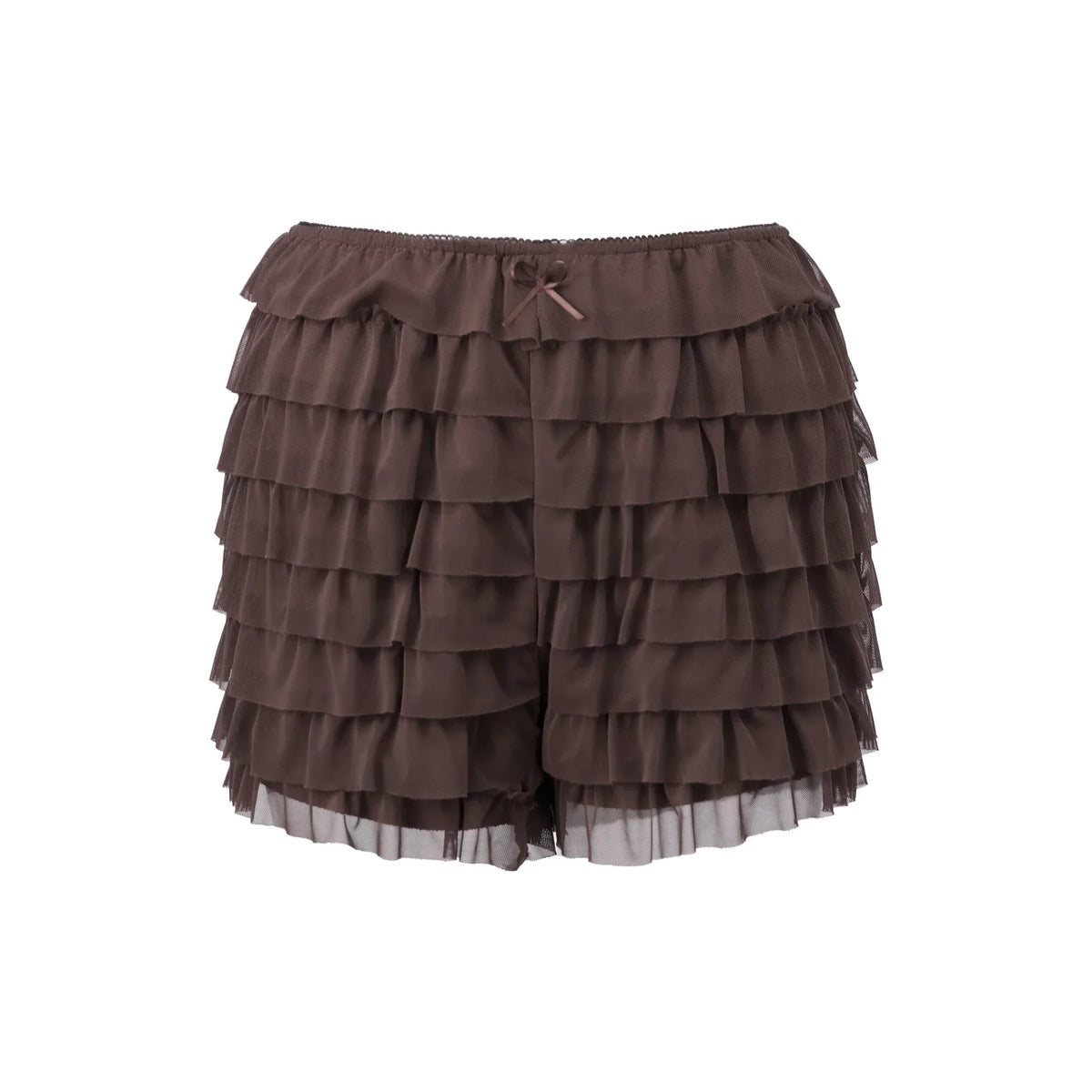 Women’s Layered Ruffle Bloomers Fashion Low Waist Bow Front Solid Color Shorts Casual Summer Mini Shorts
