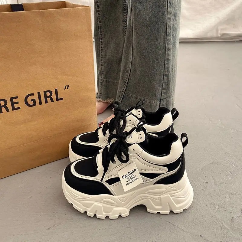 Platform Women Sneakers Autumn New Increased Wear-resistant Vulcanized Shoes Fashion Lace-up Women Casual Training Shoes Zapatos