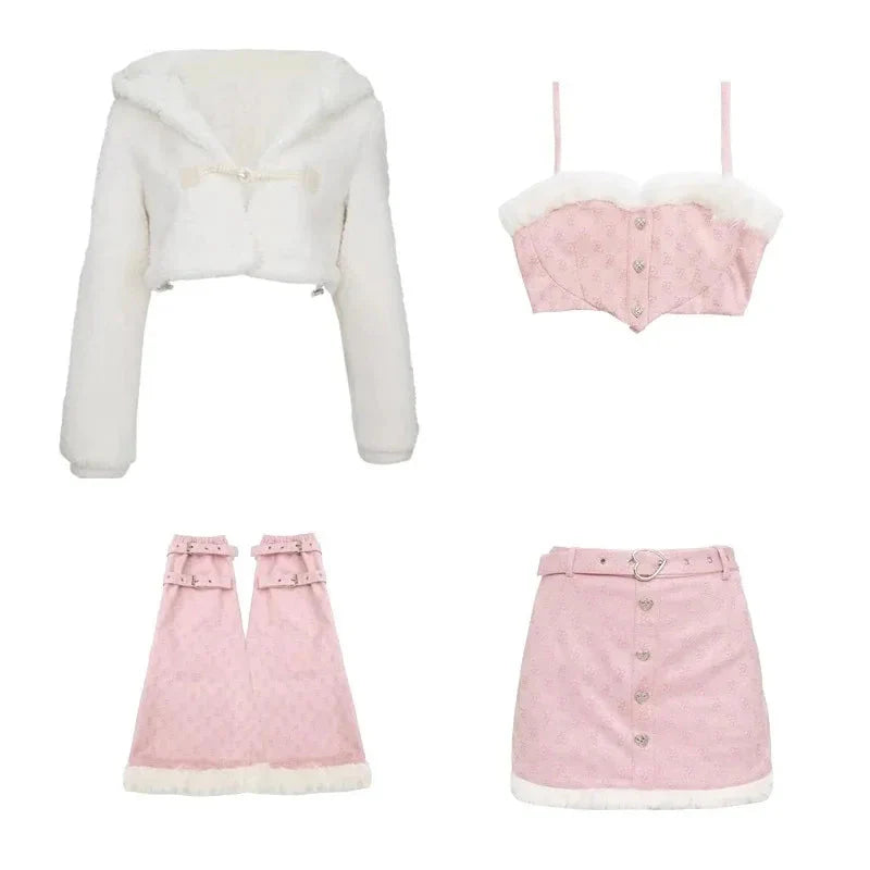 Traje de conejita kawaii de 4 piezas