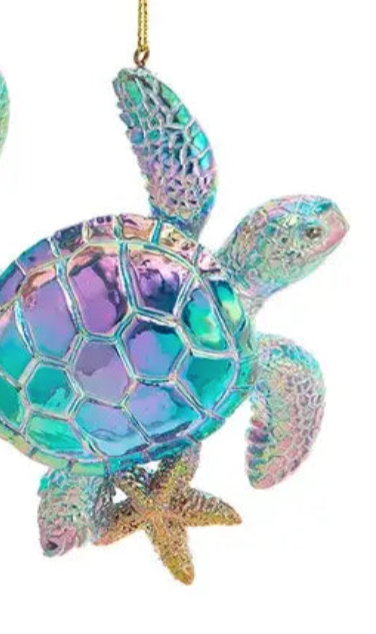 Adorno de Navidad - Decoración de Vacaciones de Tortuga Marina Electrolaminada Costera