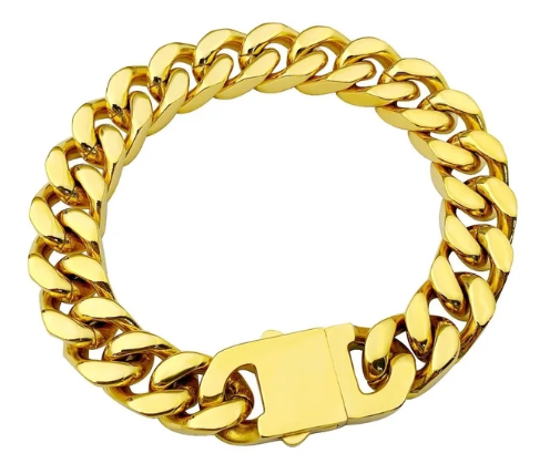 Pulsera de cadena de acero de titanio inclusiva para todos los géneros – Eslabón cubano de 22 cm, plata/oro/arcoíris