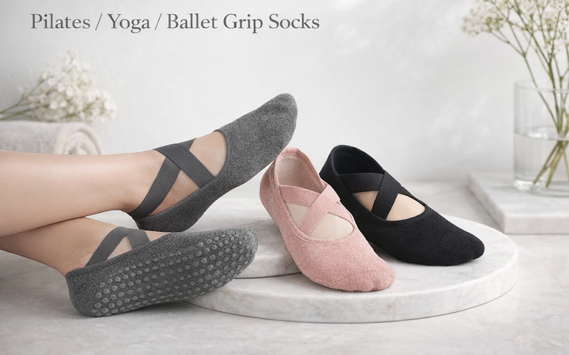 4-Pack Pilates Grip Socks for Women
