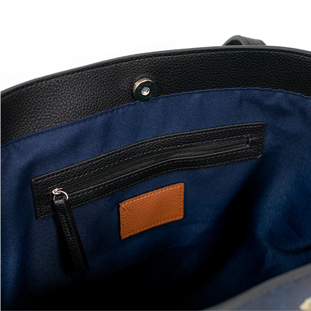 Wild Black Horse Large Vegan Leather Tote Bag