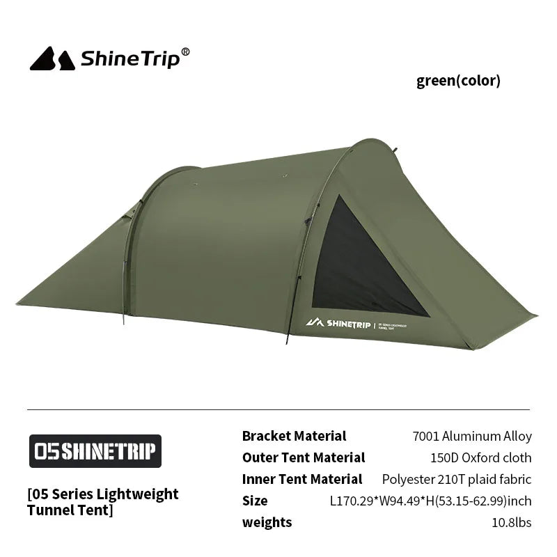 ShineTrip Lightweight 2-Person Tunnel Tent Oxford Cloth Waterproof Sunscreen Portable Outdoor Travel Camping Tent