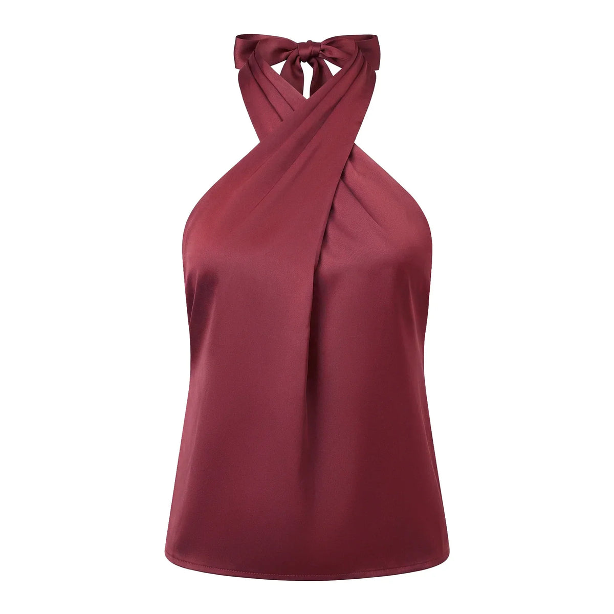 Women Satin Tank Tops Solid Color Backless Sleeveless Cross-criss Halter Vest 2026 Summer Fashion Elegant Top Streetwear