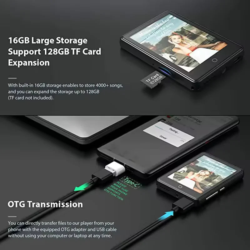 Portable WiFi MP4 Player Bluetooth HiFi Sound With Speaker Music MP3 Player Full Touch Screen Recorder Support Max 128G
