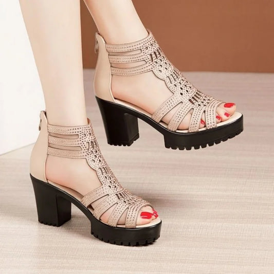 New Women's Fish Mouth Shoes Wedges Hollow Out Anti slip Sandals Ladies Casual Low Heel Sandals Fashion open toe Mujer Footwear