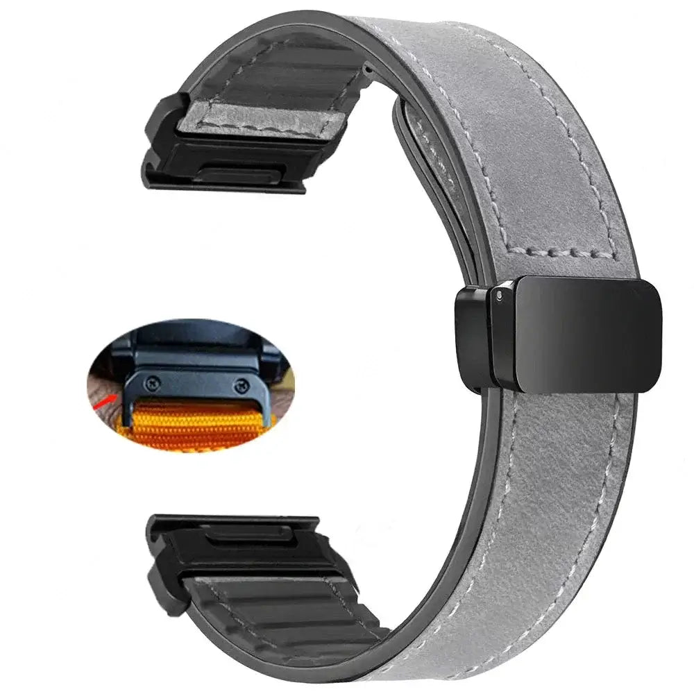 Garmin QuickFit 20/22/26mm Leather-Look Band with Magnetic Clasp
