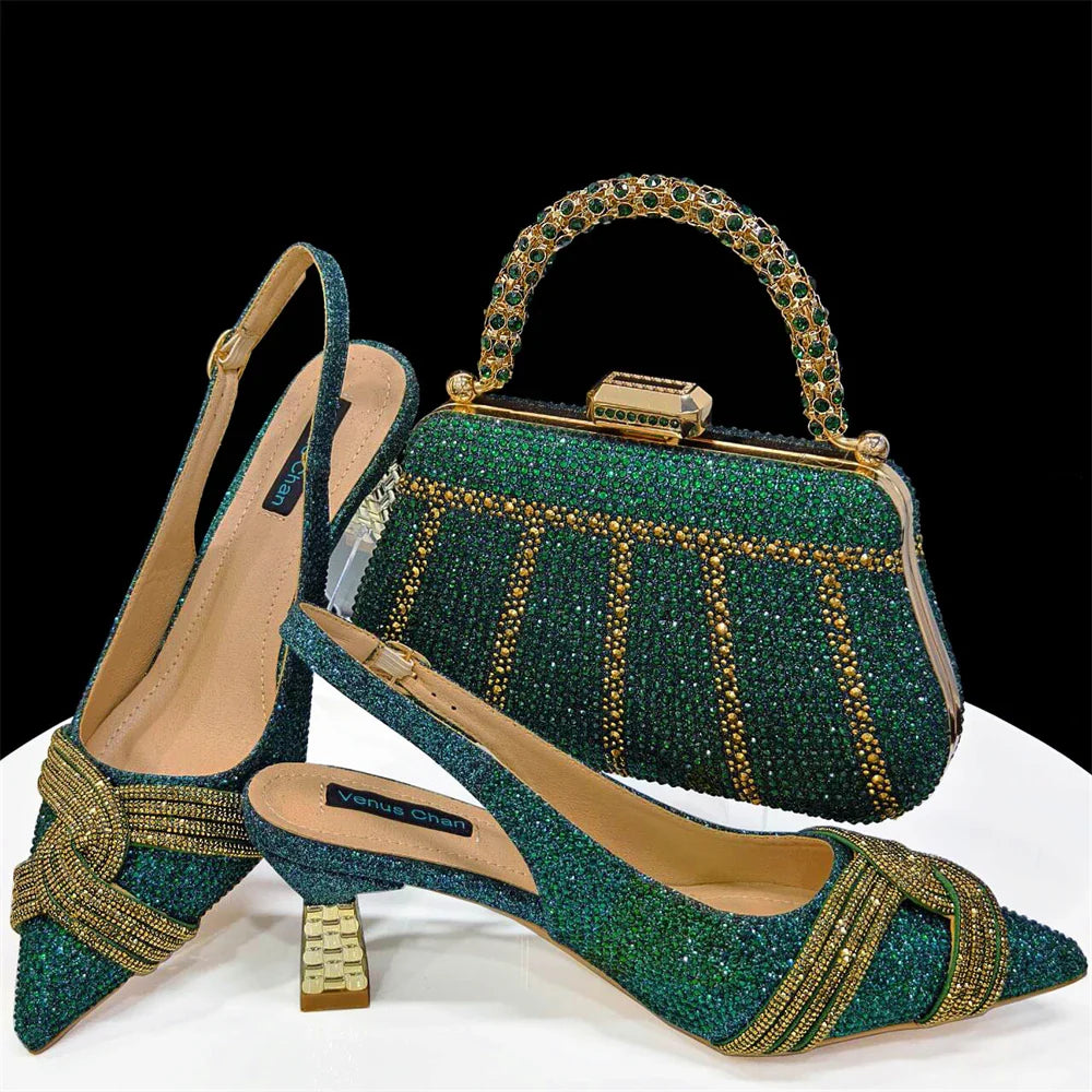 Conjunto de zapatos y bolso a juego de último estilo italiano HAS1-5
