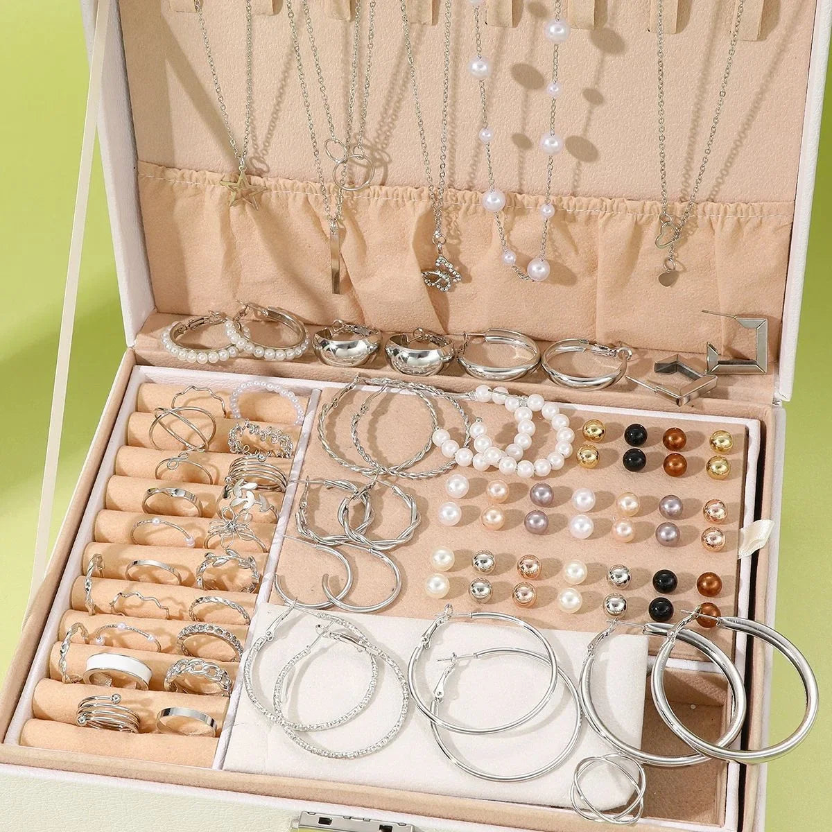 86 Pcs Fashion Jewelry Set for Women Pearl Alloy Earrings Necklaces