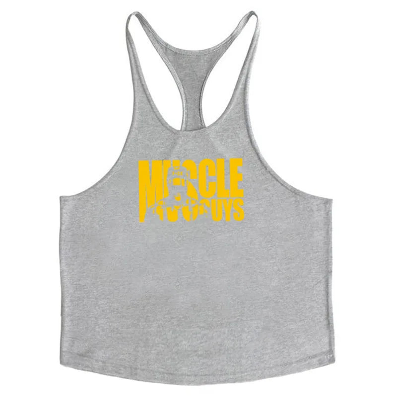 Camiseta Muscleguys sin mangas tipo tirantes finos para fitness