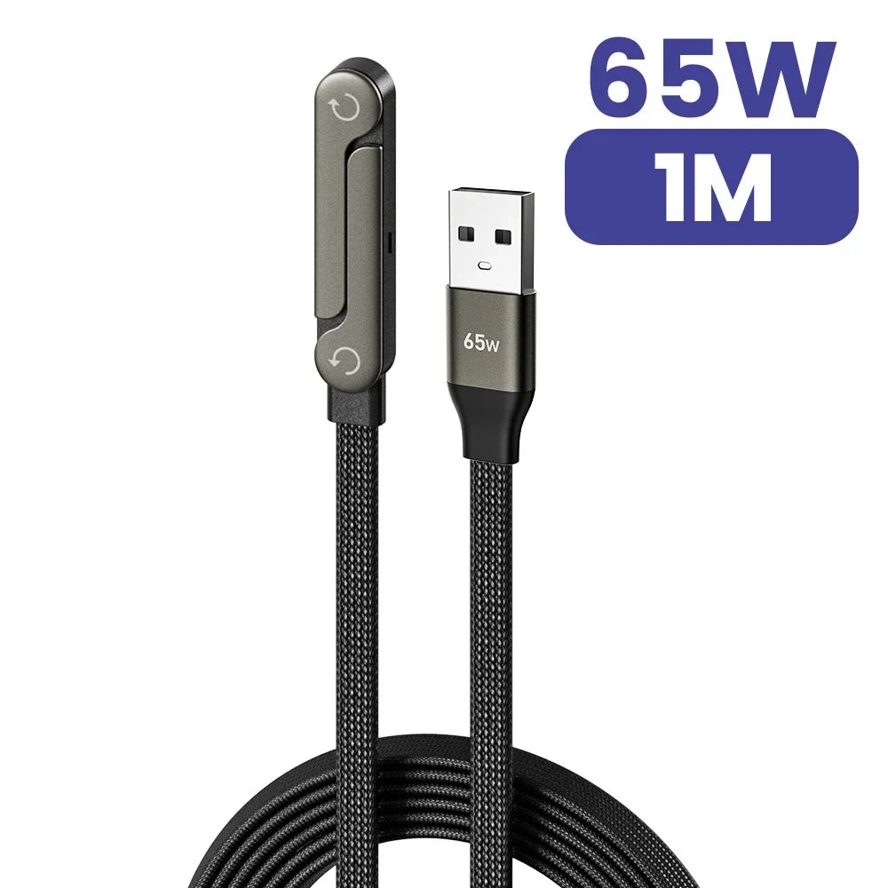 65W 2 in 1 USB A To USB C Fast Charging Foldable Phone Holder Data Cable USB Type C Builtin Desk Bracket Wire For Huawei Oneplus