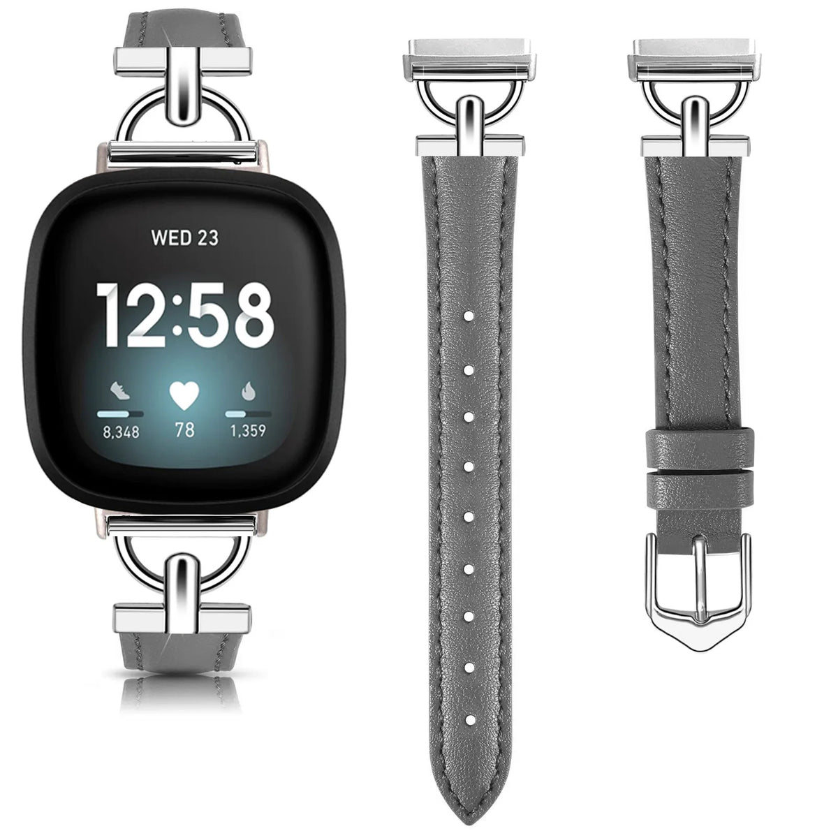 Fitbit Versa 4, Versa 3, Sense 2 & Sense Slim Leather Band, D-Link