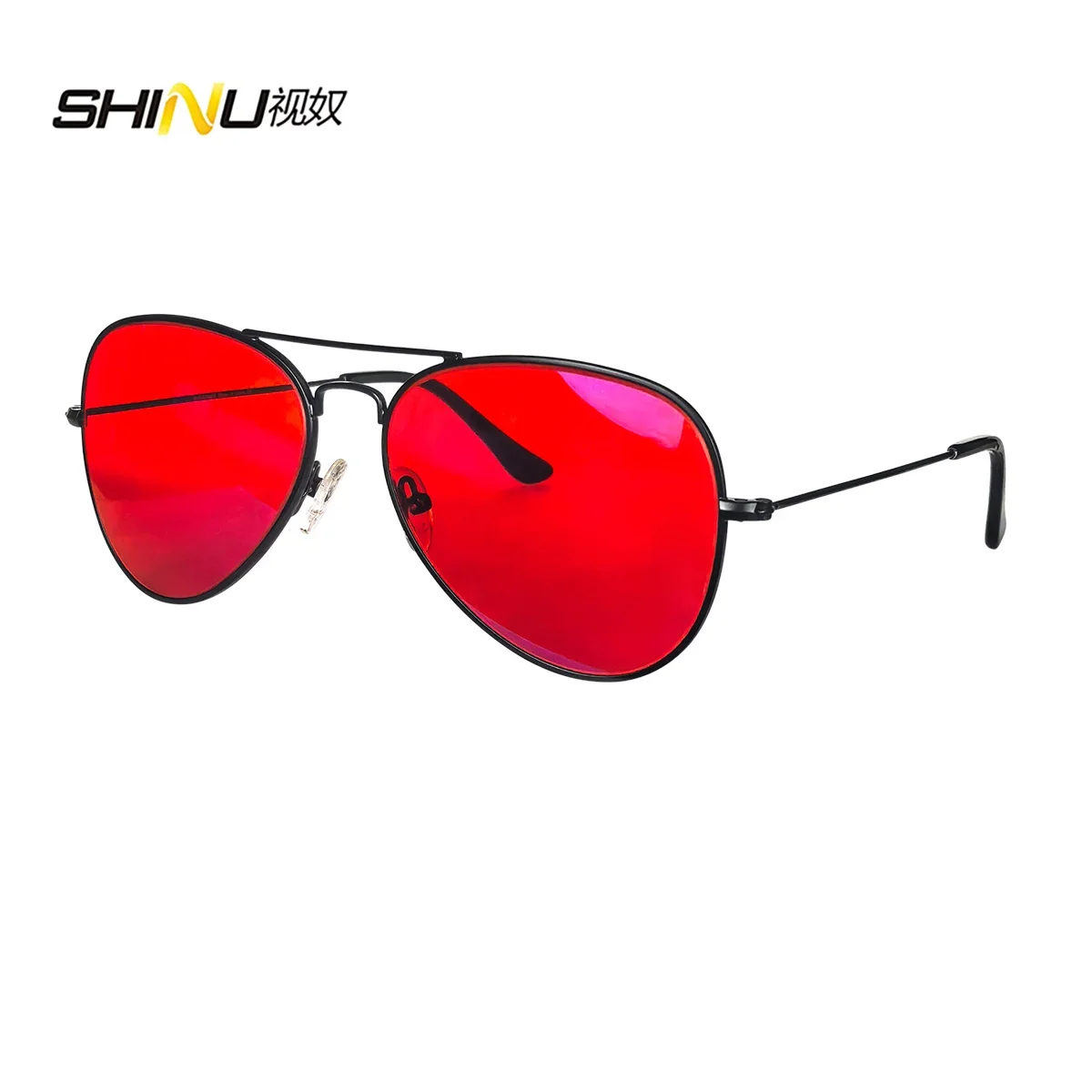 SHINU Anti Blue Light Lenses Glasses Men Orange Lens Glasses Blue Light Filter Better Sleep Rest Glasses Metal Frame Eyewear