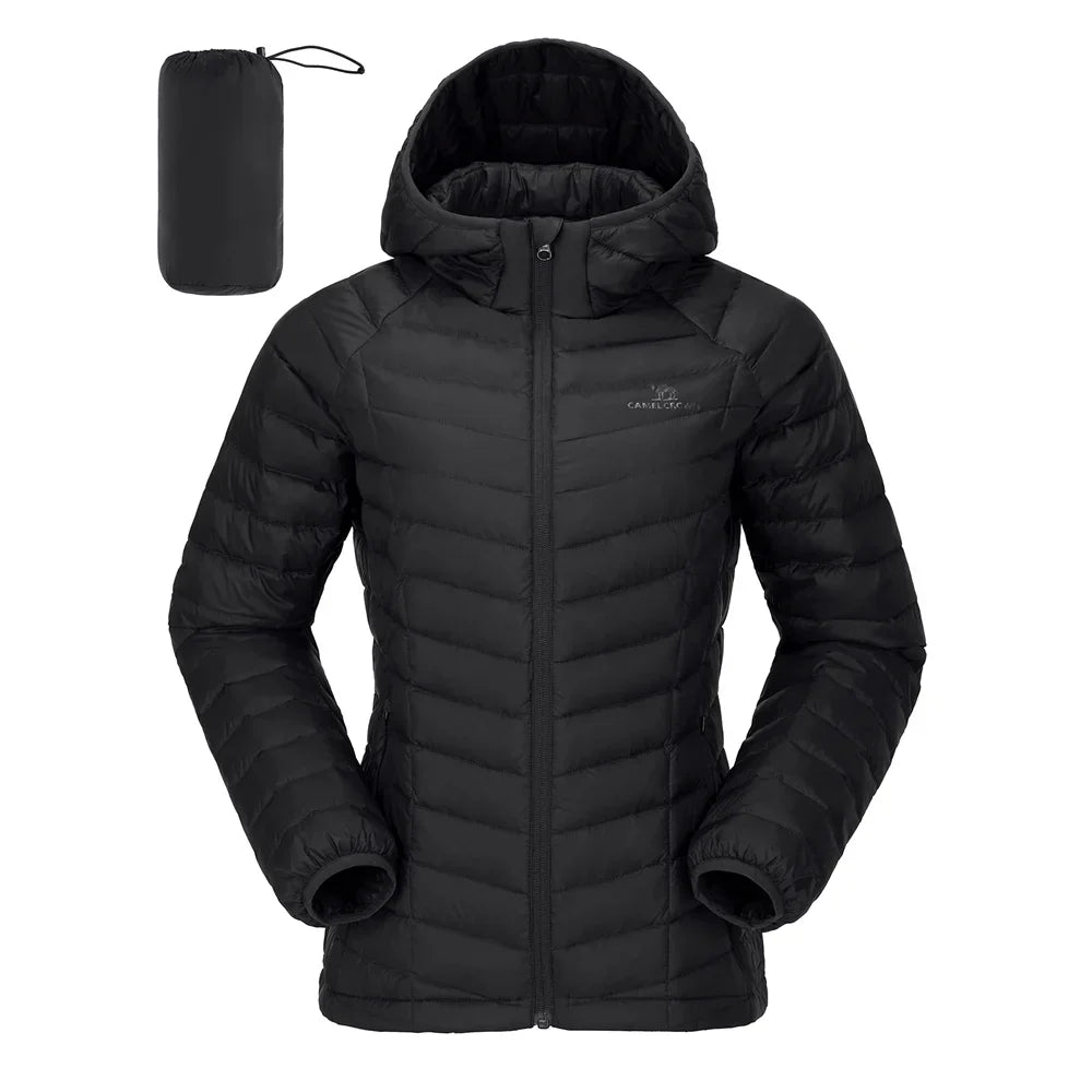 GOLDEN CAMEL Women's Down Jacket Hooded Winter Light Weight Short Puffer Coats Packable Warm Windproof Jacket for Women Clothes