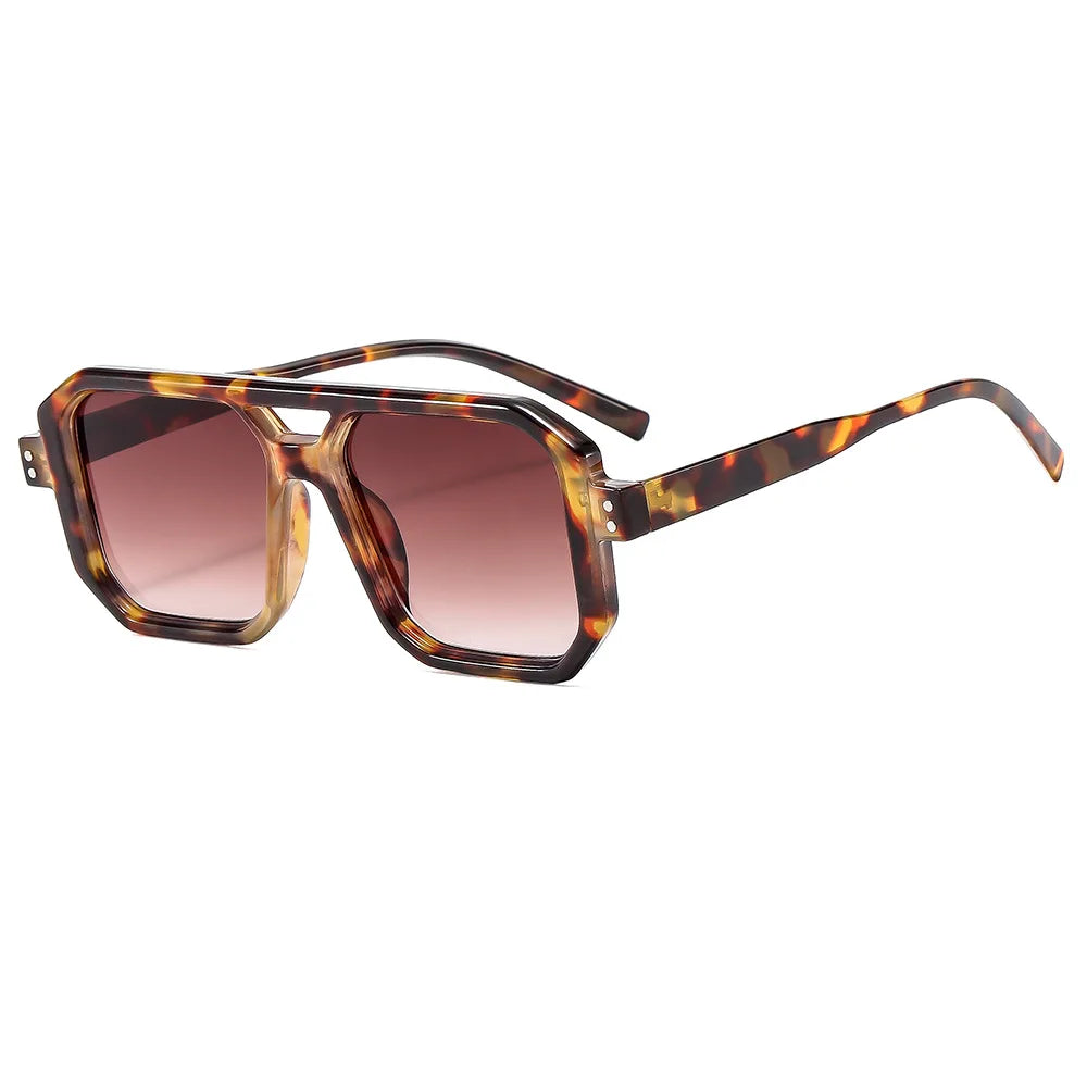 Vintage Double Bridge Square Sunglasses Women Men Luxury Outdoors Shades Sun Glasses Female Pilot Eyewear UV400
