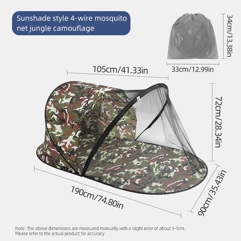 Portable Mosquito Net No Installation Full Cover Camping Tent Outdoor Beach Sunshade Shelter Camouflage Style