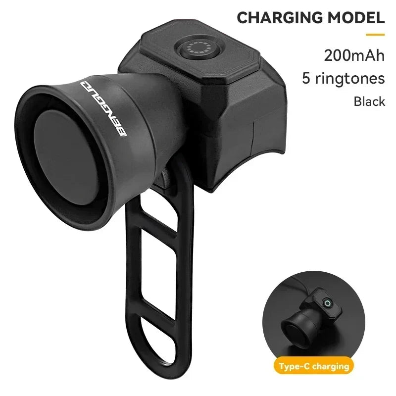 New Bicycle Horn Mountain Bike USB Charging Waterproof Electronic Bike Bell Riding Equipment Children's Scooter Accessories