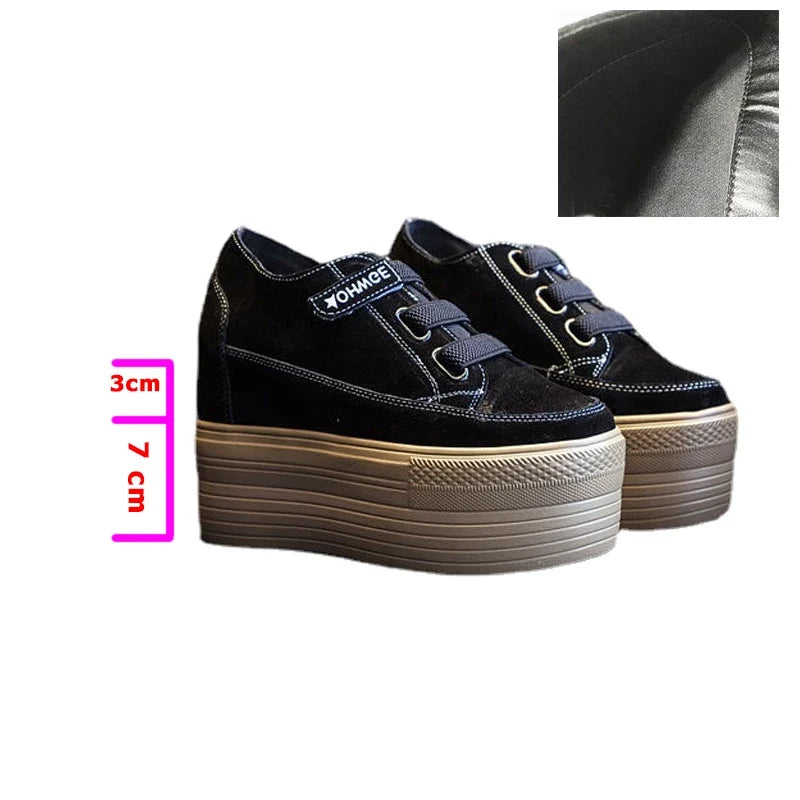 Fujin 12cm Suede Genuine Leather Women Shoes Wedge High Heel Platform Casual Breathable Casual Winterr Shoes Women Ankle Boots