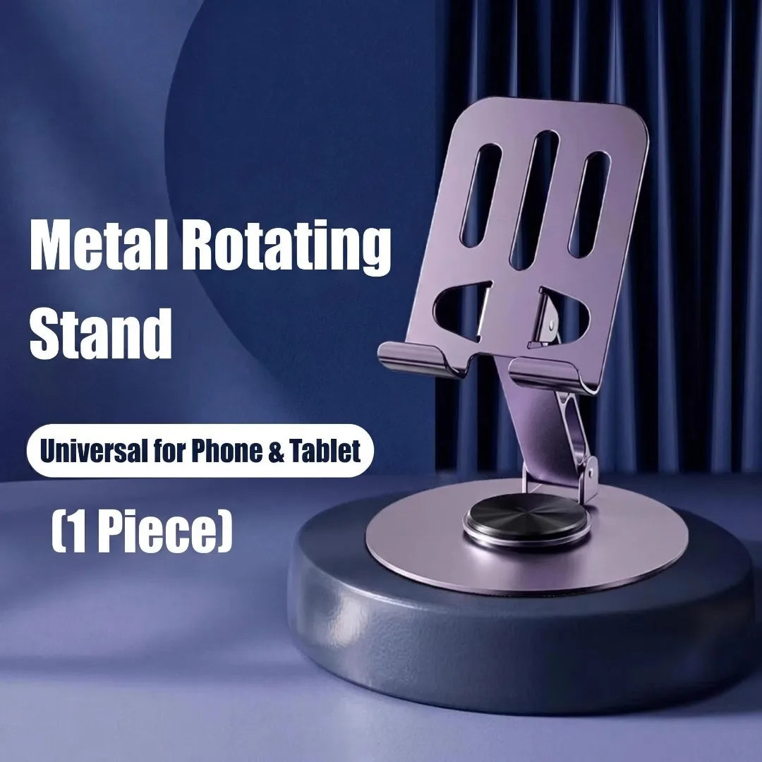 New model of portable, rotatable, foldable, all-metal tablet stand for tablets and phones under 9 inches, perfect for lazy users
