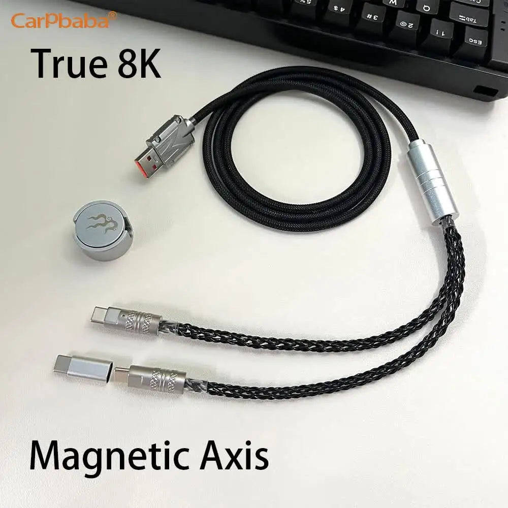 Dual 1 in 2 Type-C 8k Magnetic Control Lighting Supports Magnetic Axis Keyboard Cable Mechanical Keyboard Cable Usb to Type C