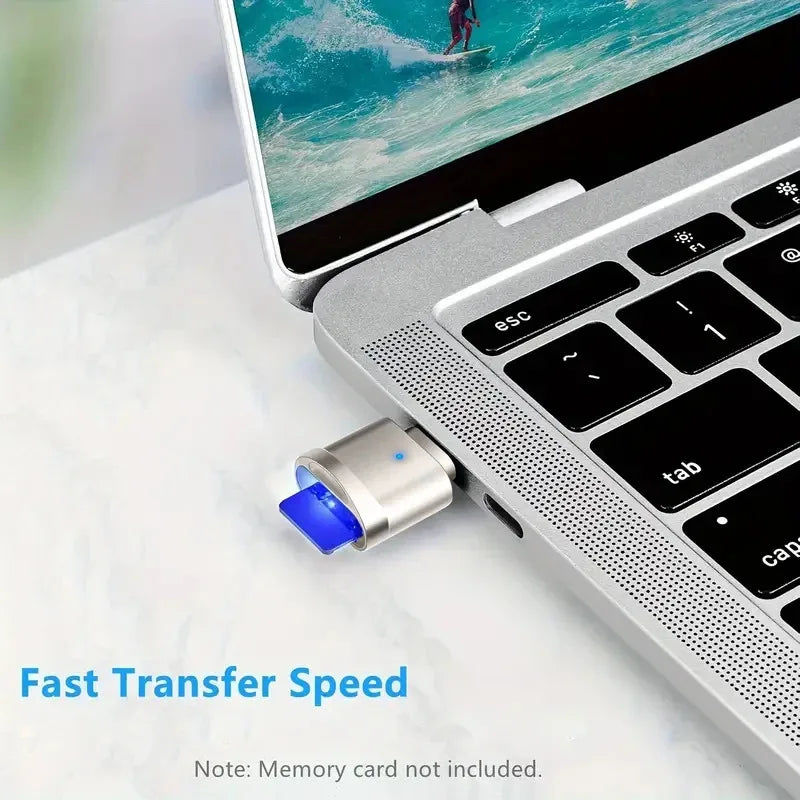 Type C TF Reader With Zinc Alloy Shell, SD Card Reader with USB C to USB Adapter, Suitable for Laptop, MacBook, Samsung Galaxy