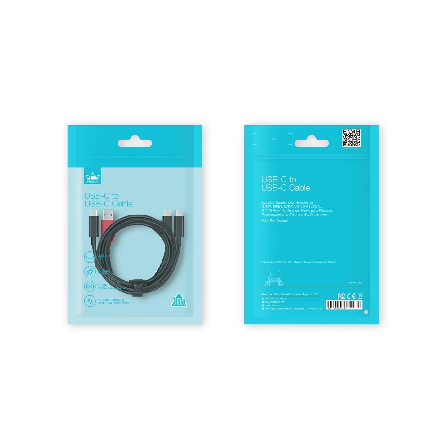 Huion USB-C to USB-C Cable Full Featured Cables USB 3.1 GEN2 PD Fast Charging 10 Gbps Data Transfer Full Featured Type-C Cable