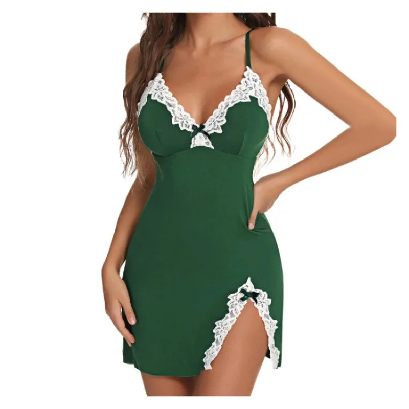 Women's Sexy Lace Pajamas Summer Night Sexy Pajamas V-Neck Full Non-Slip Babydoll Underwear Nightgown