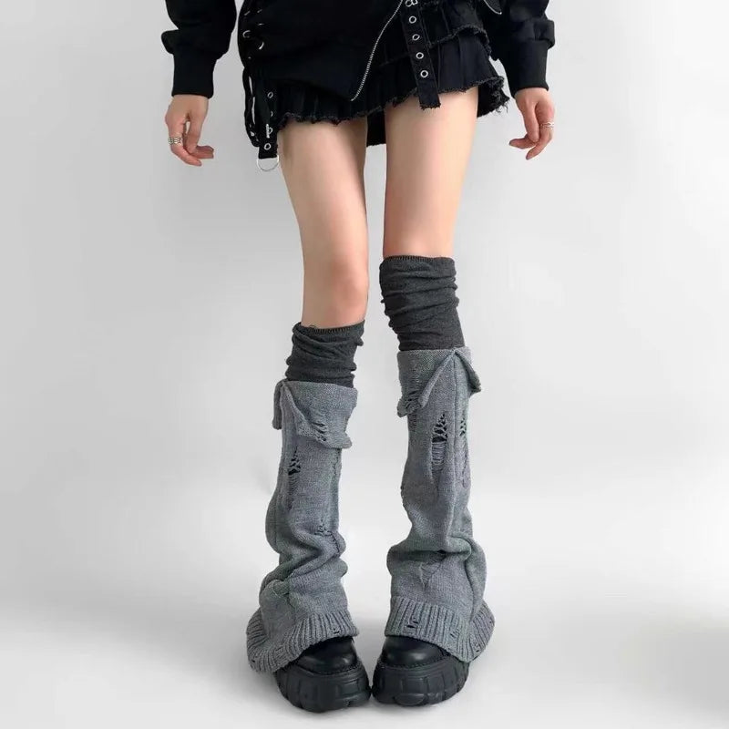 New Japanese Lolita Sweet Girl Leg Warmer Knit Socks Wool Ball Knitted Foot Cover Women Autumn Winter Heap Heap Socks