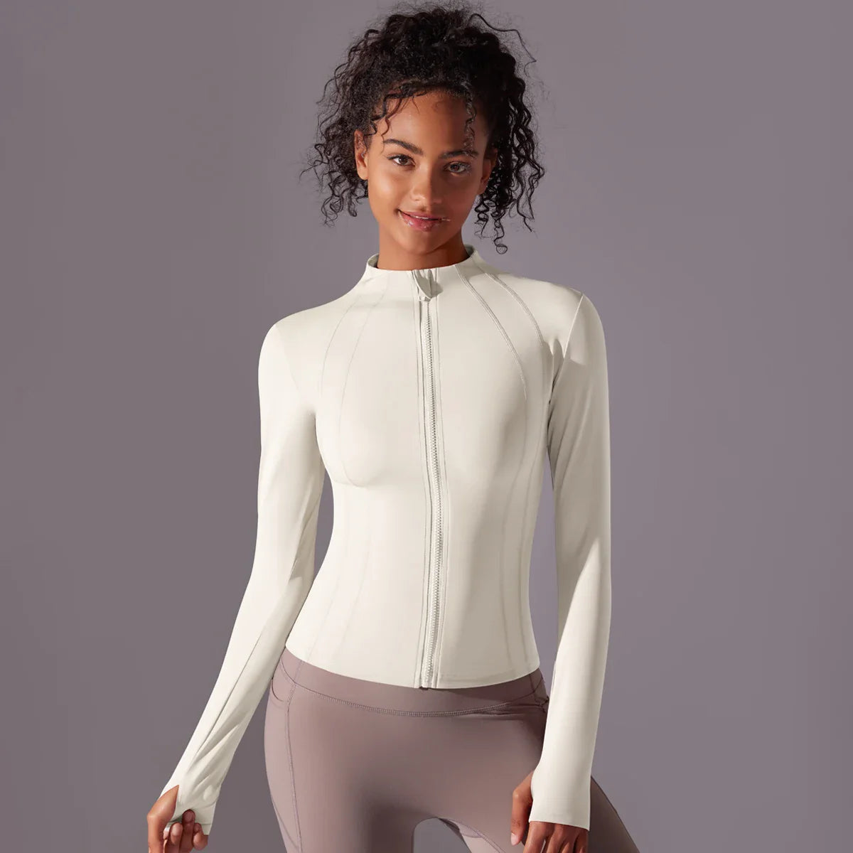 Women's Full Zip Yoga Top With Thumbholes