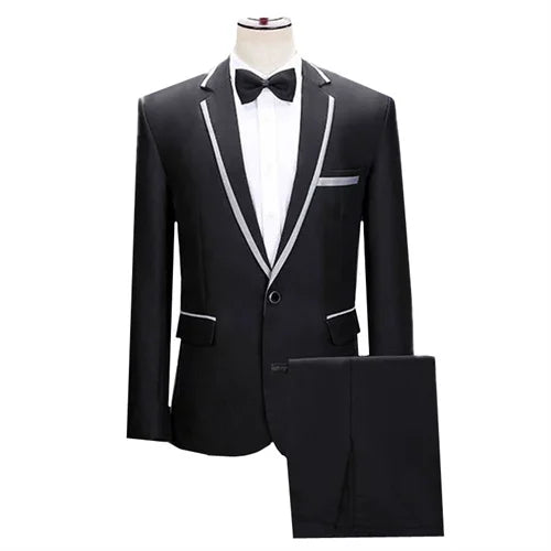 (jacket+pants) Men Fashion Wedding Banquet Party Flower Suits Singer