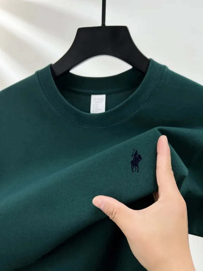 2026 Summer Men's Knitted Cotton Short Sleeved T-shirt Fashionable and Comfortable Printed Breathable Top