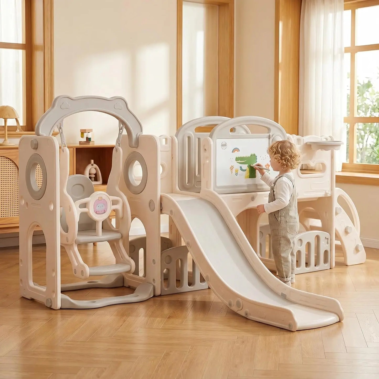 12-In-1 Toddler Playground Gym Playset - Indoor Outdoor Swing Set with