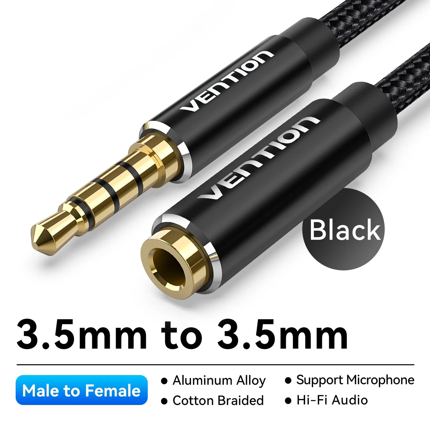 Vention Jack 3.5 Aux Extension Cable for Car Laptop Mini PC TV Xiaomi Huawei Stereo 3.5 mm Jack Headphone Speaker Cable Auxiliar