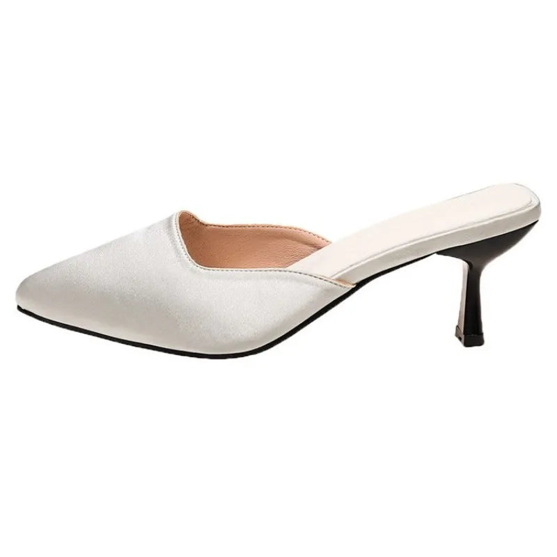 New Luxury Pointed Toe Women Mules Slipper FashionLadies Elegant Sandal Square Low Heel Slip on Slides Shoes
