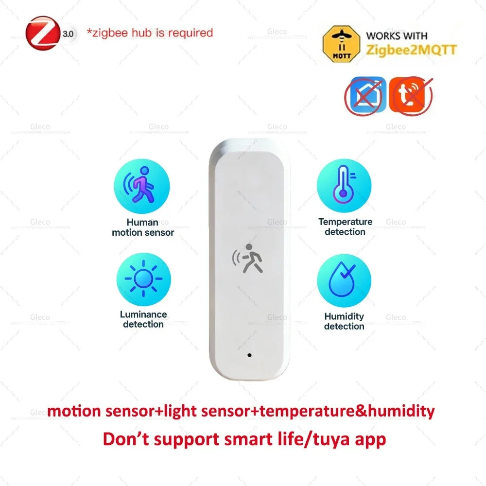 Zigbee Human Pir Motion Sensor Option Light/Temp/Humidity Detection 5 Types Available for Tuya Smart Life/MQTT Home Automation