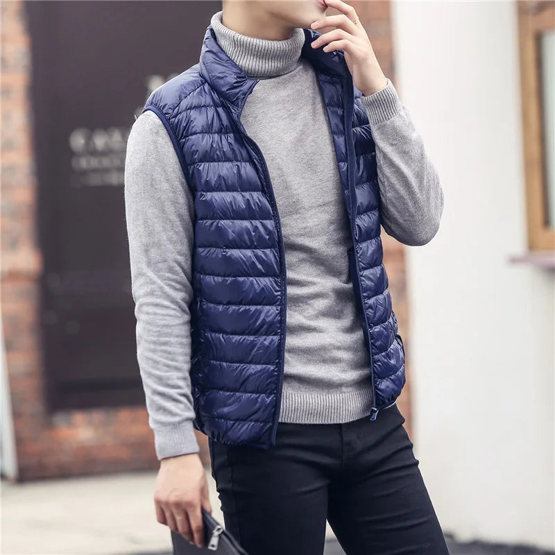 Men's Sleeveless Puffer Jackets Fashion Brand Men Down Vest Coats New Winter Casual Lightweight Down Duck Vest Coats Male