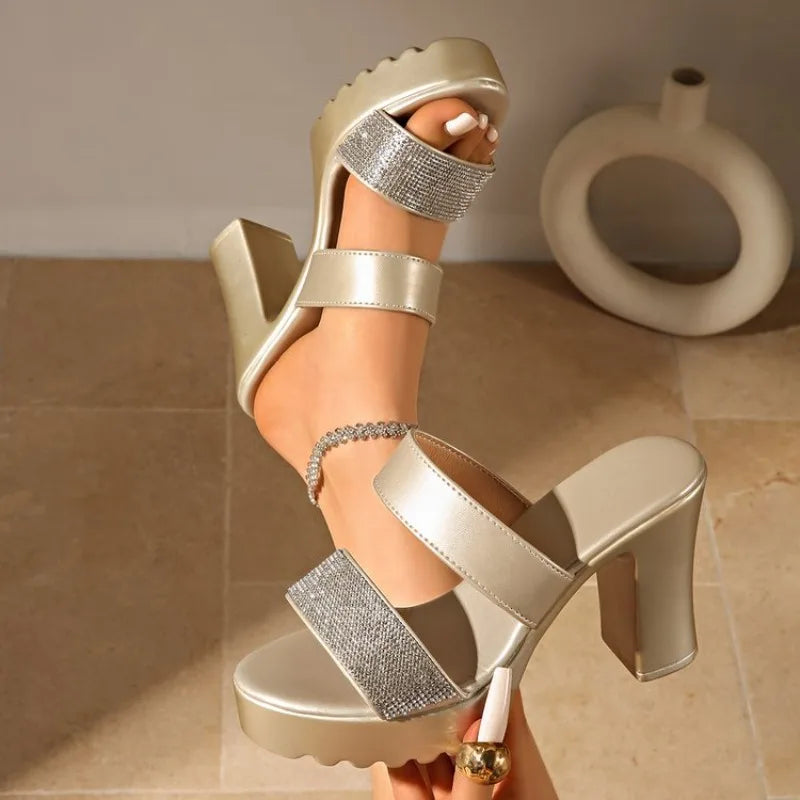 Comfortable Elegant Slippers Platform Shoes 2026 Summer Block High Heels Slides