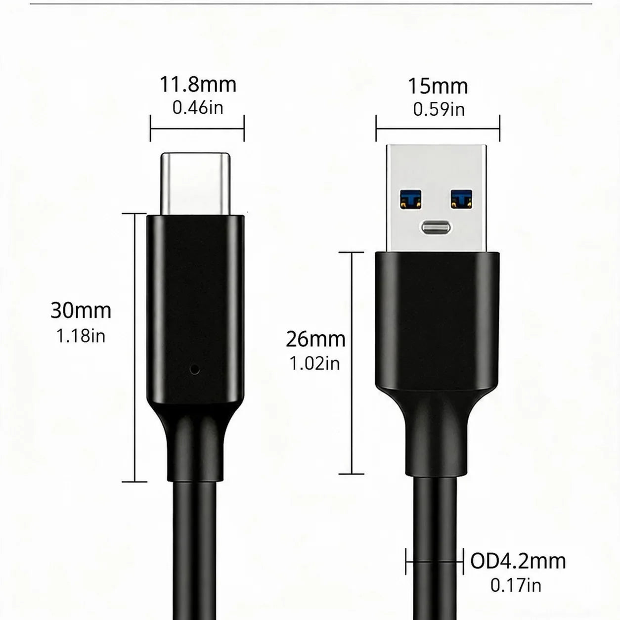 USB 3.2 Type C to A Cable 10Gbps 60W PD Fast Charging Data Transfer for Galaxy S23 S22 Note 20 Pixel iPad Pro SSD Android Auto