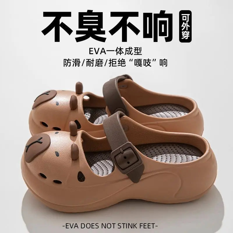 2025 New Cute Cartoon Slippers For Women Fashion Clogs Anti-slip Summer Shoes Girls Street Sandals 2 Way Wear Beach Slides
