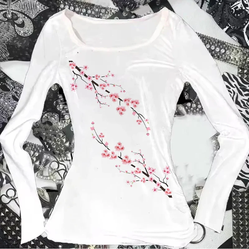 Camisa de Manga Larga con Flores de Cerezo