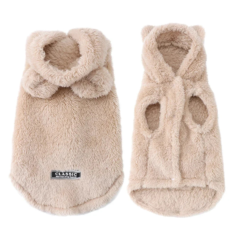 Soft Fleece Pet Dog Clothes Cute Hoodie Coat For Small Medium Dogs Cats Autumn Winter Puppy Hooded Jacket Sweater Pug Apparel